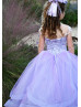 Beaded Purple Tulle Lace Fancy Flower Girl Dress Beaded Purple Tulle Lace Fancy Flower Girl Dress